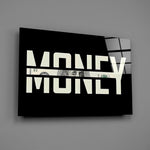Money Typography Hundred Dollar Bill Glass Wall Art