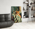 Sleeping Ginger Cat Impressionist Glass Wall Art