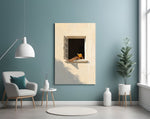 Open Window Reader Sunlit Facade Glass Wall Art