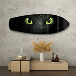 Black Dragon Green Eyes Glass Wall Art.