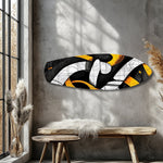 Yellow Black Abstract Graffiti Glass Wall Art.