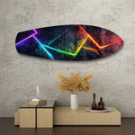 Neon Rainbow Lines Stone Abstract Glass Wall Art.