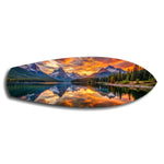 Mountain Lake Sunset Glass Wall Art.