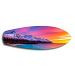 Snowy Mountains Pastel Sunset Glass Wall Art.