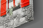 Vierkant Glasschilderij Rood window