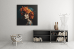 Vrouw met Bloemen – Vierkant Canvas Kunst voor de Muur