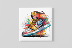 Kleurrijke Sneaker – Canvas Wanddecoratie in Vierkante Vorm