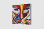 Vrouw in Kleurrijke Tinten – Modern Canvas Schilderij – Vierkant Canvas Schilderij voor de Wand