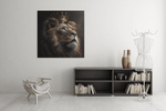Leeuwenkoning – Modern Canvas Schilderij – Vierkante Canvas Wandkunst