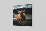 Schotse Hooglander – Vierkant Canvas Kunst voor de Muur