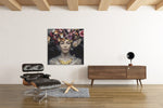 Vrouw met bloemen – Ontwerp 2 – Vierkante Canvas Wandkunst