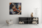 Vrouw met Viool – Vierkante Canvas Wanddecoratie – Canvas Decoratie voor de Wand