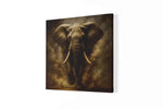 Olifant | Krachtig dier in donkere rook – Modern Canvas Schilderij – Vierkant Canvas Kunstwerk voor het Interieur