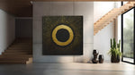Abstracte Kunst in Geel – Vierkante Canvas Wanddecoratie – Canvas Wandkunst in Vierkante Uitvoering