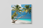 Palmboom en De Zee – Vierkante Canvas Wandkunst