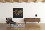 Wereldkaart Goud – Vierkant Canvas Schilderij voor de Wand