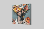 Vrouw met Bloemen – Ontwerp 2 – Canvas Wandkunst in Vierkante Uitvoering