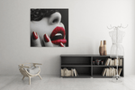 Rode make-up – Vierkante Canvas Wanddecoratie – Canvas Decoratie voor de Wand