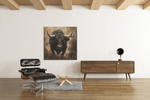 Rennende stier – Vierkant Canvas Schilderij voor de Wand