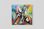 Abstracte Kat – Vierkante Canvas Wanddecoratie – Canvas Wanddecoratie in Vierkante Vorm