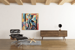 Abstracte Kat – Ontwerp 2 – Modern Canvas Schilderij – Vierkant Canvas Kunstwerk voor het Interieur