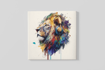 Leeuw Met Koptelefoon – Modern Canvas Schilderij – Vierkante Canvas Wandkunst