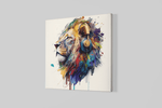 Leeuw Met Koptelefoon – Modern Canvas Schilderij – Vierkante Canvas Wandkunst