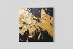 Abstracte Kunst in Zwart en Goud – Canvas Wandkunst in Vierkante Uitvoering