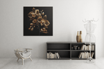 Gouden Orchidee – Modern Canvas Schilderij – Vierkant Canvas Kunstwerk voor het Interieur