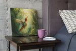 Kolibrie in de zon – Canvas Wandkunst in Vierkante Uitvoering