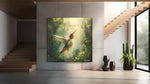 Kolibrie in de zon – Canvas Wandkunst in Vierkante Uitvoering