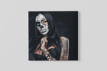 Vrouw Enge Tatoeage – Modern Canvas Schilderij – Vierkant Canvas Kunst voor de Muur