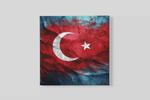 Turkse Vlag – Ontwerp 3 – Vierkante Canvas Wandkunst