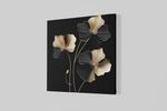 Bloem Goud en Zwart – Modern Canvas Schilderij – Vierkant Canvas Schilderij voor de Wand