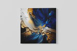 Abstracte Kunst in Blauw en Goud – Vierkant Canvas Kunstwerk voor het Interieur