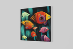 Abstracte Vissen – Vierkante Canvas Wanddecoratie – Canvas Decoratie voor de Wand