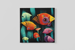 Abstracte Vissen – Vierkante Canvas Wanddecoratie – Canvas Decoratie voor de Wand