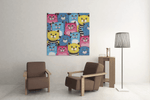 Kleurrijke Katten – Canvas Wanddecoratie in Vierkante Vorm
