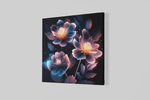 Neon Bloemen – Vierkant Canvas Kunstwerk voor het Interieur