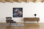 Neon Bloemen – Vierkant Canvas Kunstwerk voor het Interieur