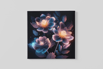 Neon Bloemen – Vierkant Canvas Kunstwerk voor het Interieur