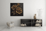 Gouden Rozen – Vierkant Canvas Schilderij voor de Wand