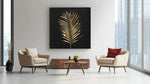 Gouden Bladeren in Zwart – Ontwerp 2 – Modern Canvas Schilderij – Vierkante Canvas Wandkunst