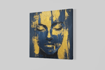 Vrouw in Goud en Grijs – Vierkante Canvas Wanddecoratie – Canvas Decoratie voor de Wand