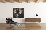 Vrouw in Vierkante Compositie – Modern Canvas Schilderij – Vierkant Canvas Kunstwerk voor het Interieur