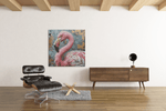 Flamingo – Vierkant Canvas Kunst voor de Muur