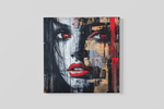 Vrouwengezicht – Ontwerp 5 – Modern Canvas Schilderij – Vierkante Canvas Wandkunst