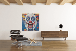 Clown – Vierkant Canvas Kunstwerk voor het Interieur