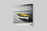 Houten Boot – Modern Canvas Schilderij – Vierkant Canvas Kunstwerk voor het Interieur