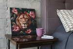 Leeuw met Bloemen – Canvas Schilderij als Wanddecoratie
